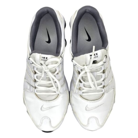Nike Mens Shox NZ Leather 378341-102 Sz 8.5 White Cool Grey Running Shoes - Picture 6 of 10